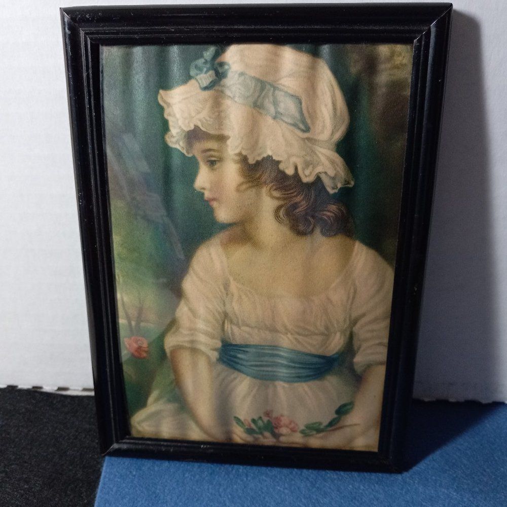 Girl with Blue Sash Concave Vintage Picture